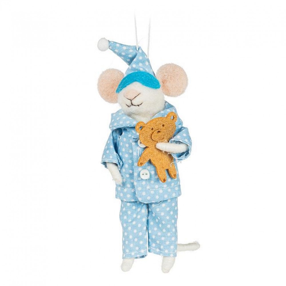 AB-27-MERINO-369_Q01 Pajama Mouse With Teddy Bear Ornament