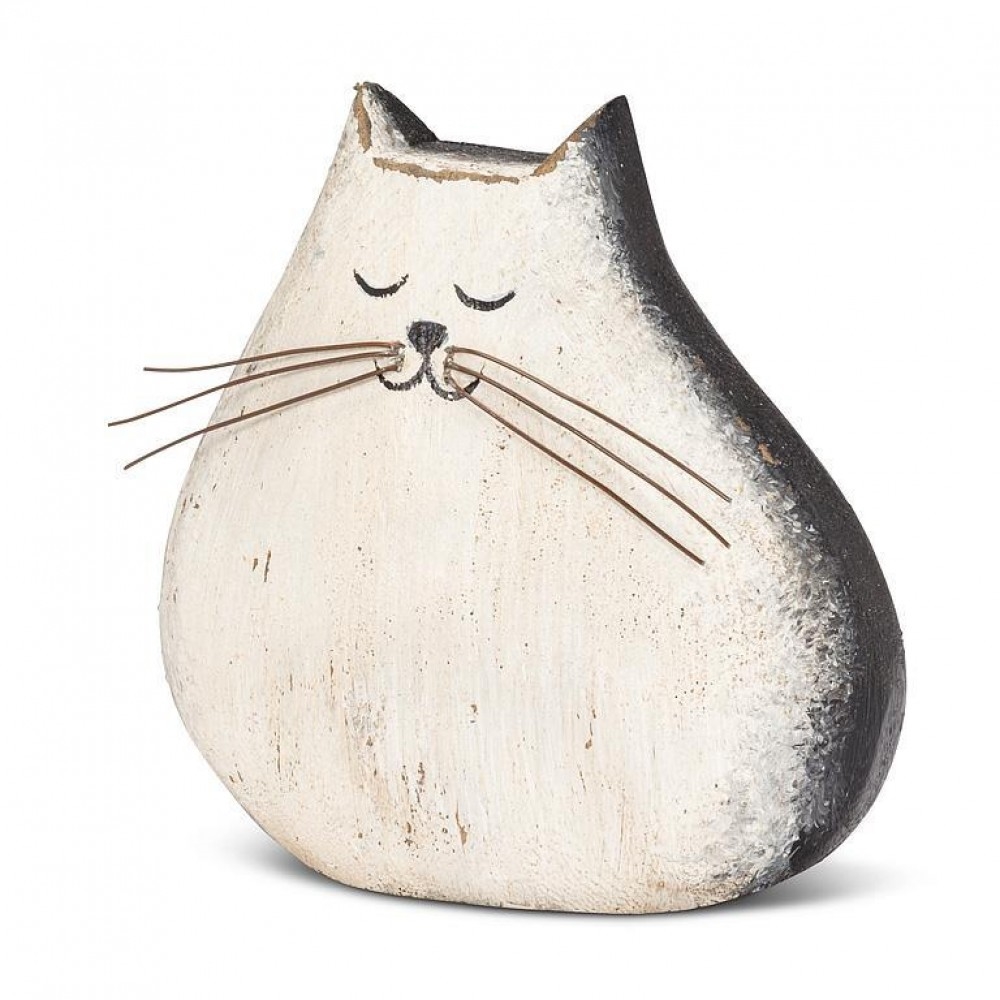 AB-27-SHORELINE-576 Black And White Cat Figurine