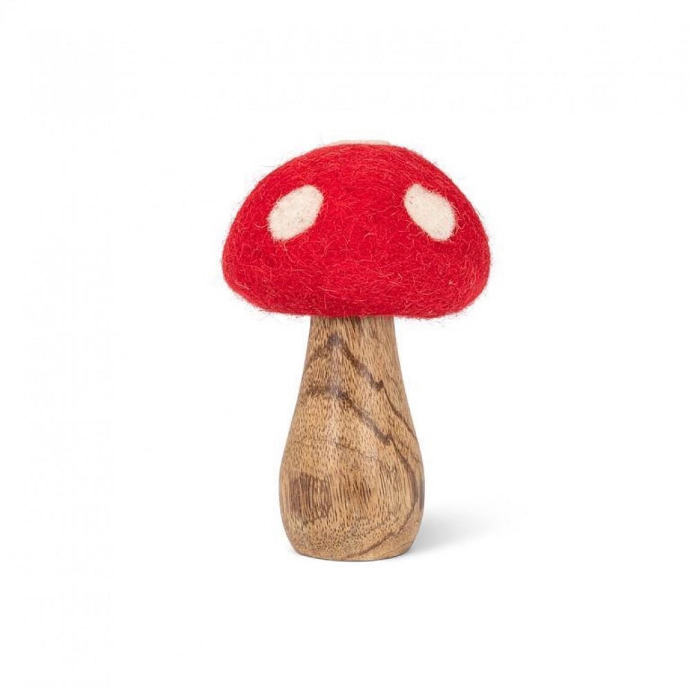 AB-43-GROVE-641-SM Small Mushroom With Felt Red And White Dots Cap Figurine