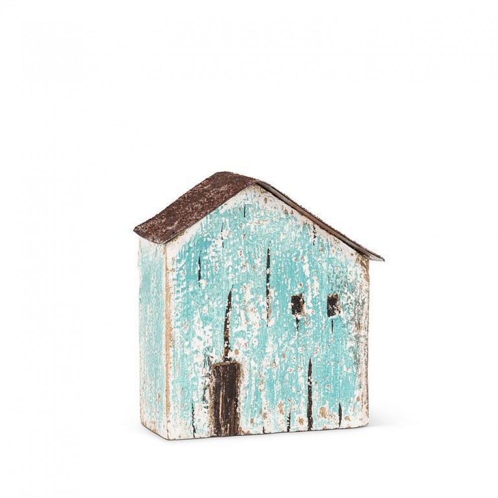 Mini Rustic Look Light Blue Seaside House Figurine
