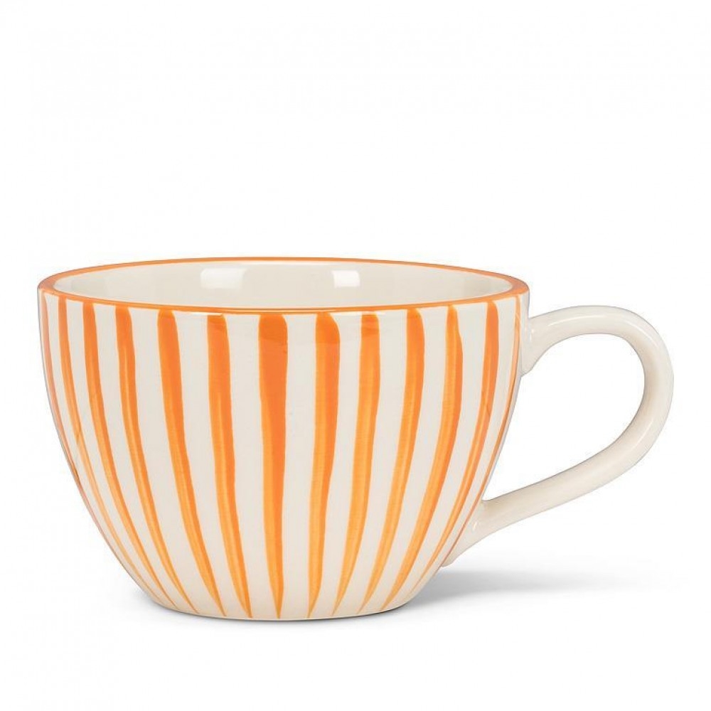 Picture of MDR Trading Inc. AB-27-POSITANO-MUG-ORG Orange And White Striped Latte Mug