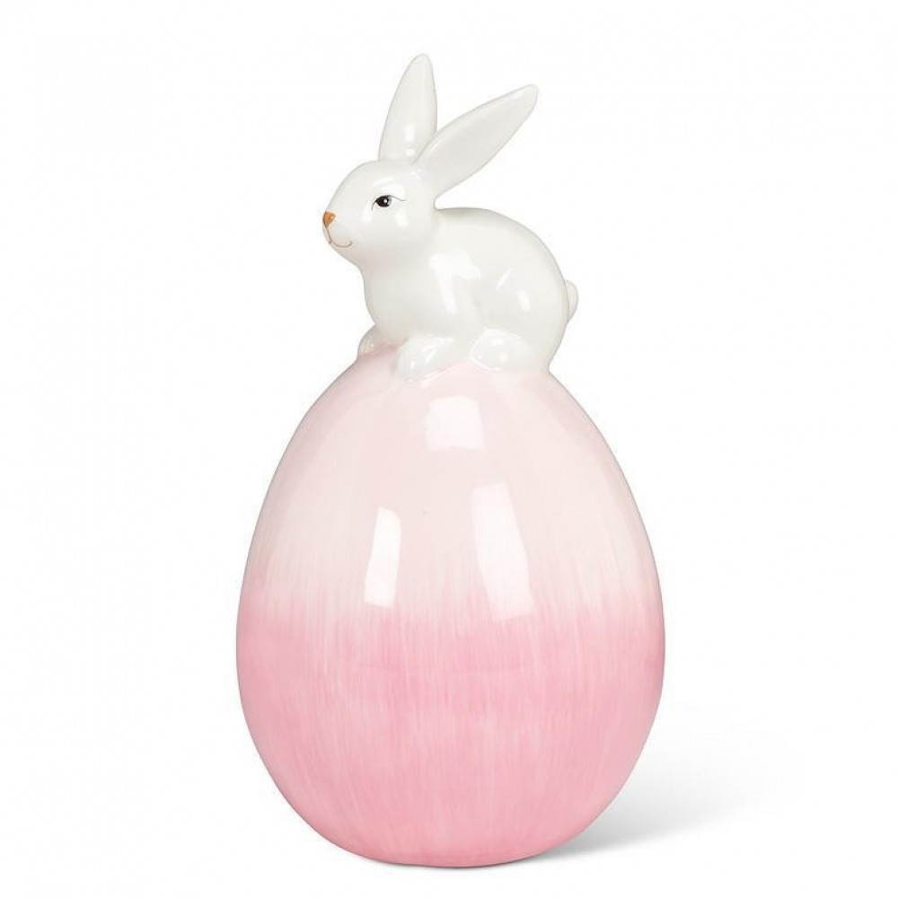 AB-27-SPRINGTIME-527 Bunny Balancing On An Egg Figurine