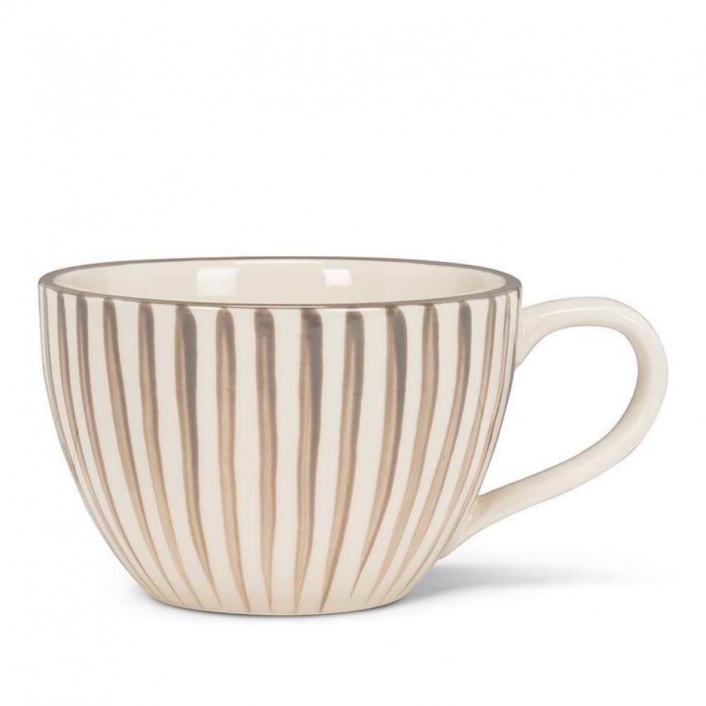 Picture of MDR Trading Inc. AB-27-POSITANO-MUG-GRY Gray And White Striped Latte Mug