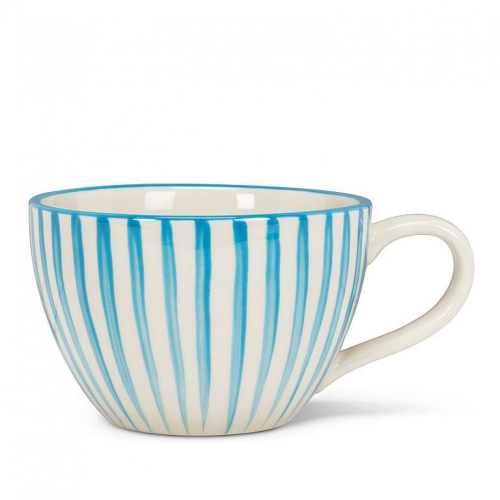 Picture of MDR Trading Inc. AB-27-POSITANO-MUG-BLU Blue And White Striped Latte Mug