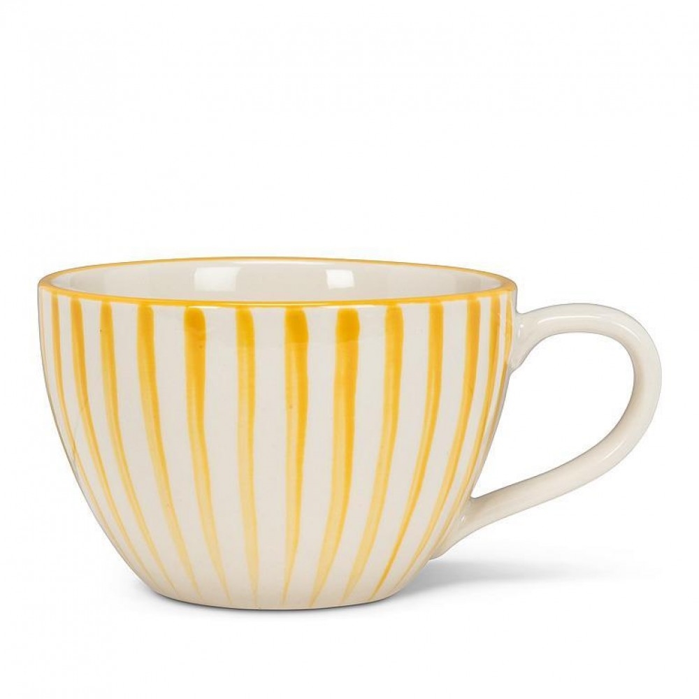 Picture of MDR Trading Inc. AB-27-POSITANO-MUG-YLW Yellow And White Striped Latte Mug