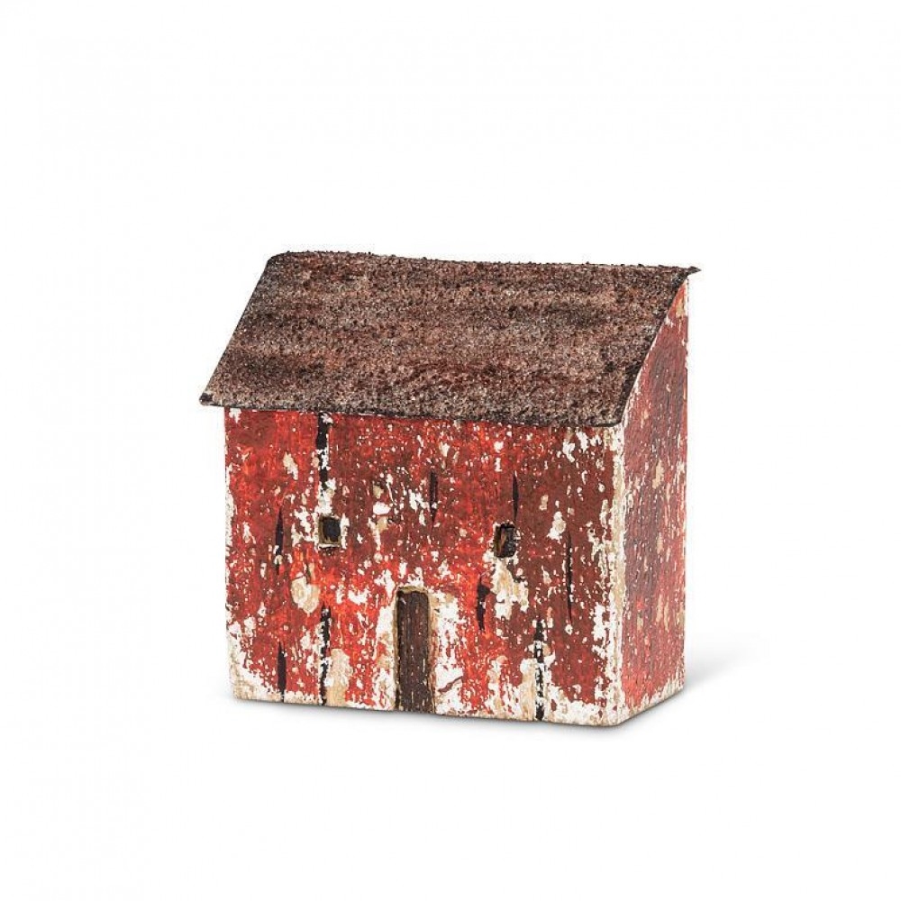 Mini Rustic Red With Metal Roof Seaside House Figurine