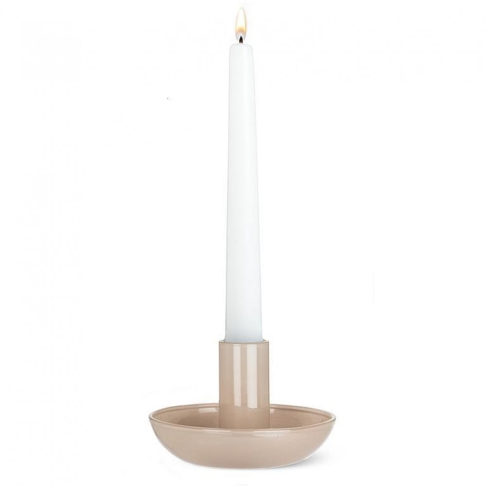 Taupe Pipe Taper Candle Holder