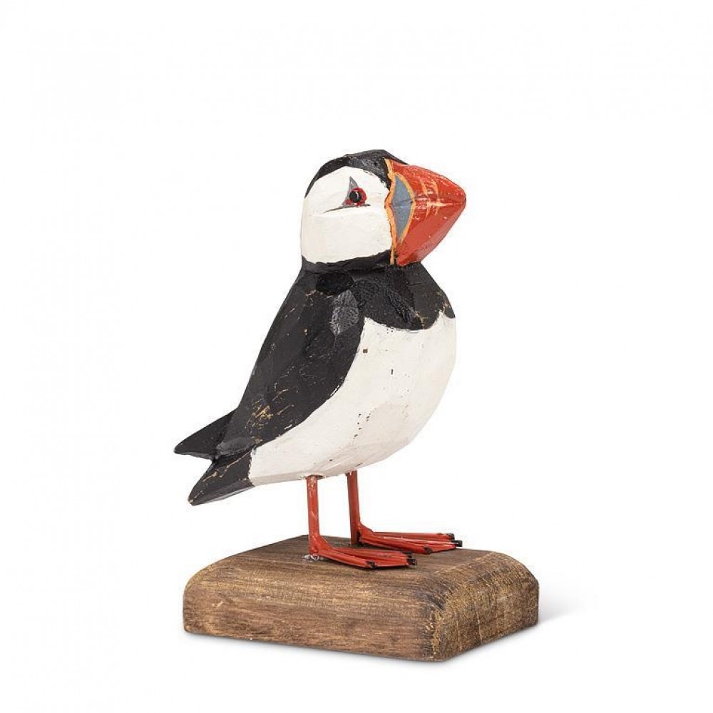 AB-27-SHORELINE-007 Small Carved Puffin On A Base Figurine