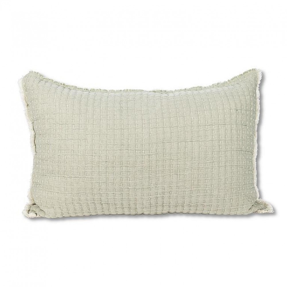 AB-95-KANTHA-2416-GRN Overstitch Green Rectangle Pillow