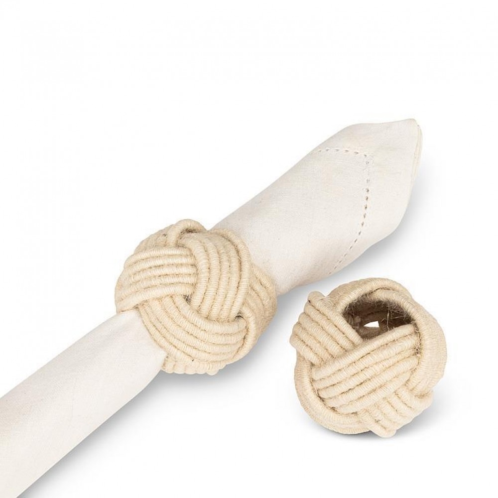 Picture of MDR Trading Inc. AB-40-KNOT-WHT Natural Jute Braided Napkin Ring