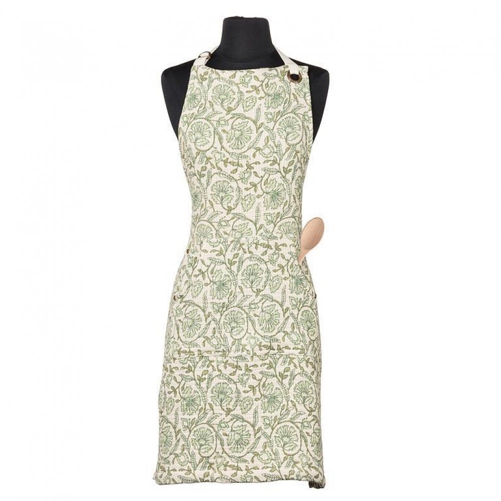 AB-95-EVELYN-33 Green And White Floral Apron