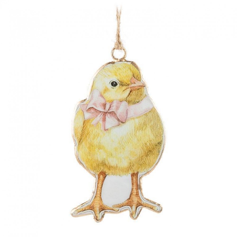 AB-37-IMPRINT-137 Easter Chick With Bow Ornament