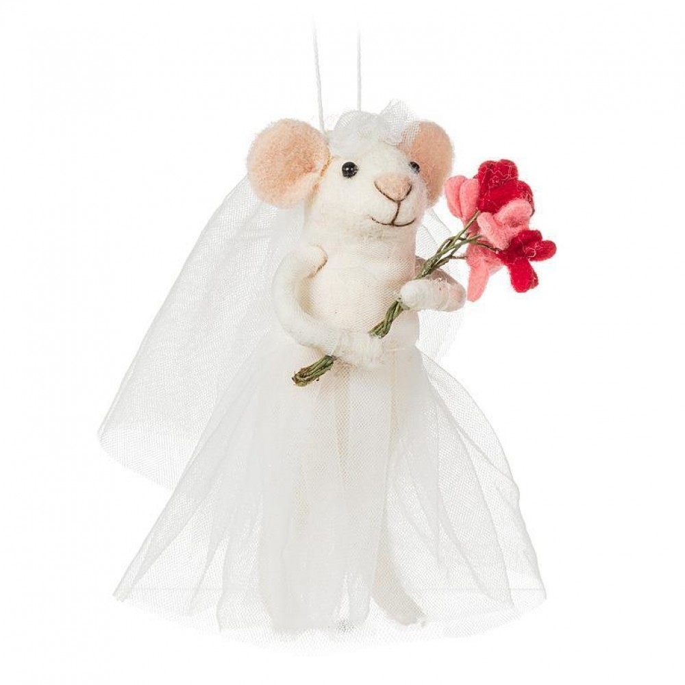 Bride Mouse With Flowers Ornament