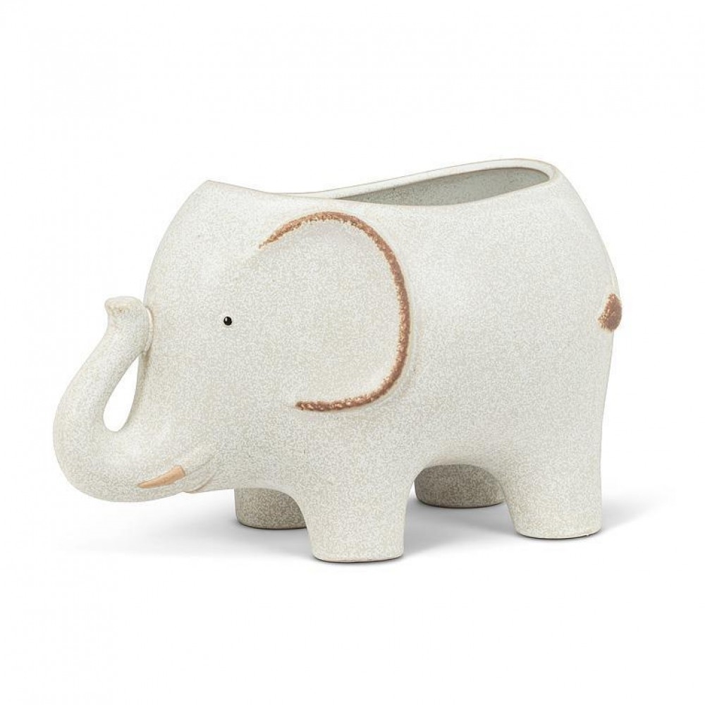 Large Elephant With Tusks Planter