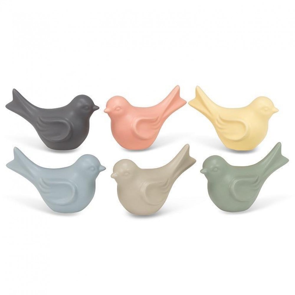 AB-27-OBJET-135 Set Of 6 Assorted Colors Small Bird Figurine