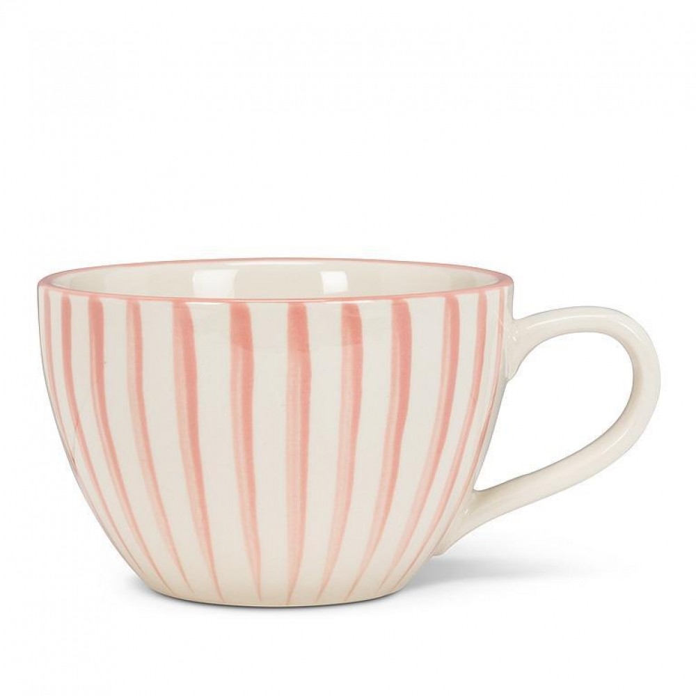 Picture of MDR Trading Inc. AB-27-POSITANO-MUG-PNK Pink And White Striped Latte Mug