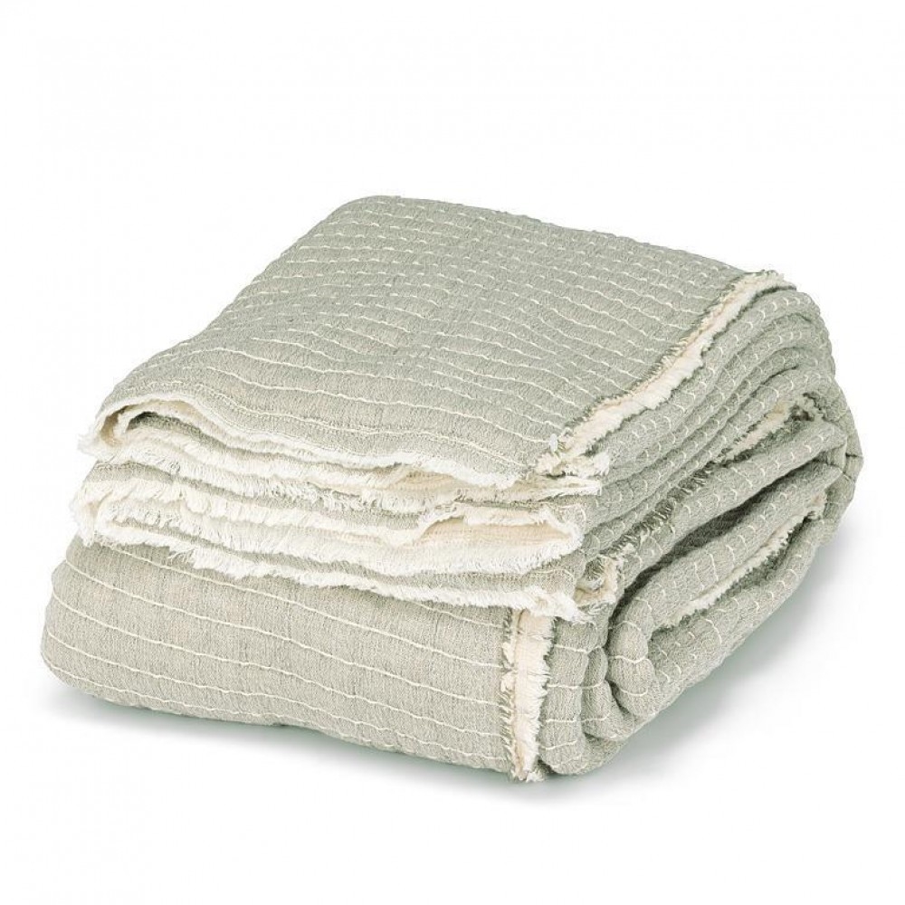 AB-95-KANTHA-9090-GRN Overstitch Double/Queen Bed Cover Blanket
