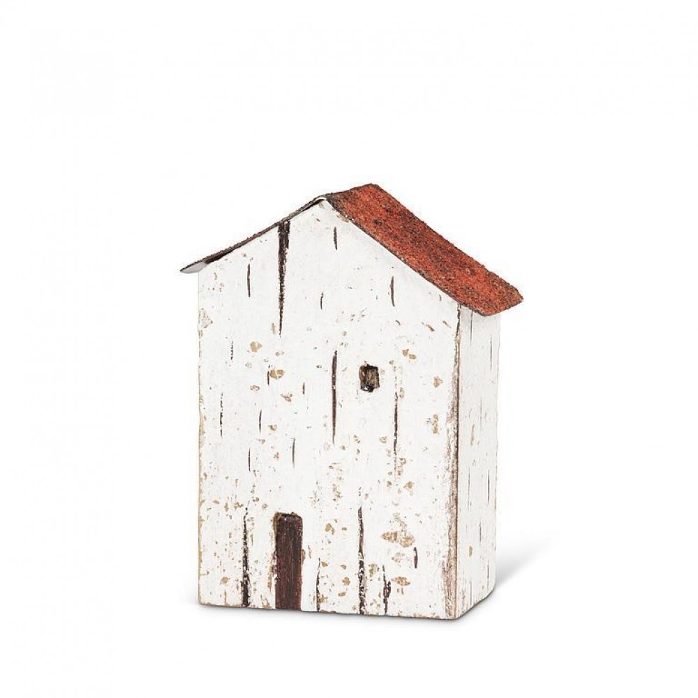 Mini White With Red Roof Seaside House Figurine