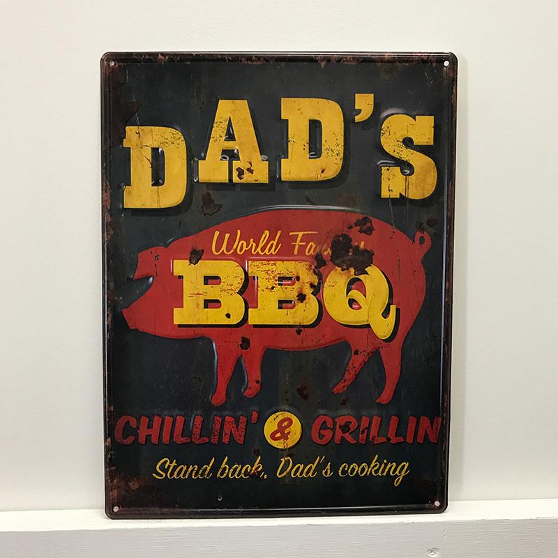 IV-W14-GT004 DadS Bbq Vintage Metal Wall Decor