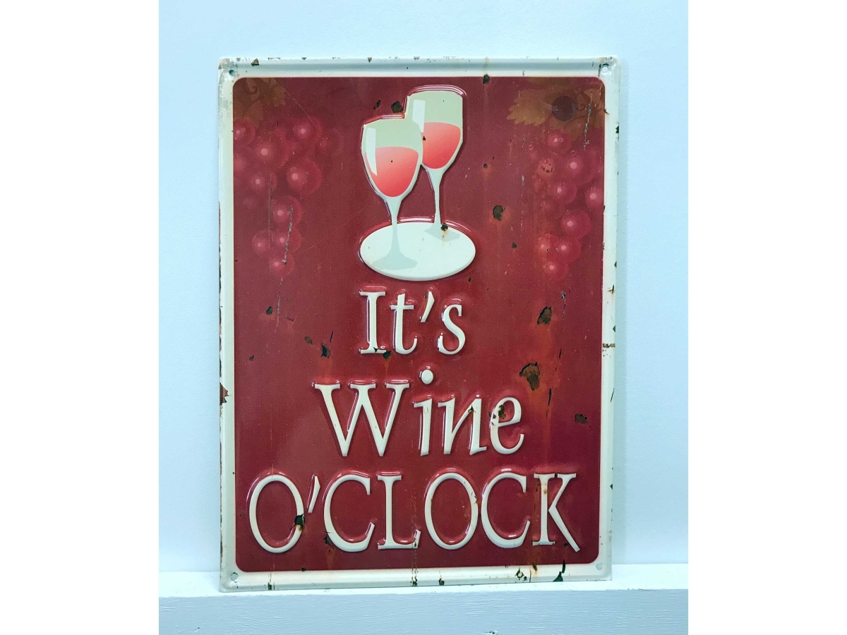 Picture of Mr. MJs Trading IV-W14-GT022 Wine O Clock Graphic Metal Art&#44; Red