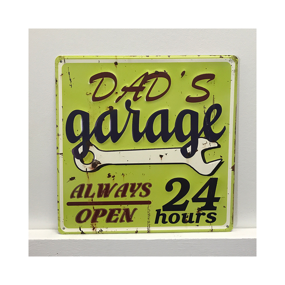 IV-W14-GT036 DadS Garage 24 Hrs Vintage Metal Wall Decor