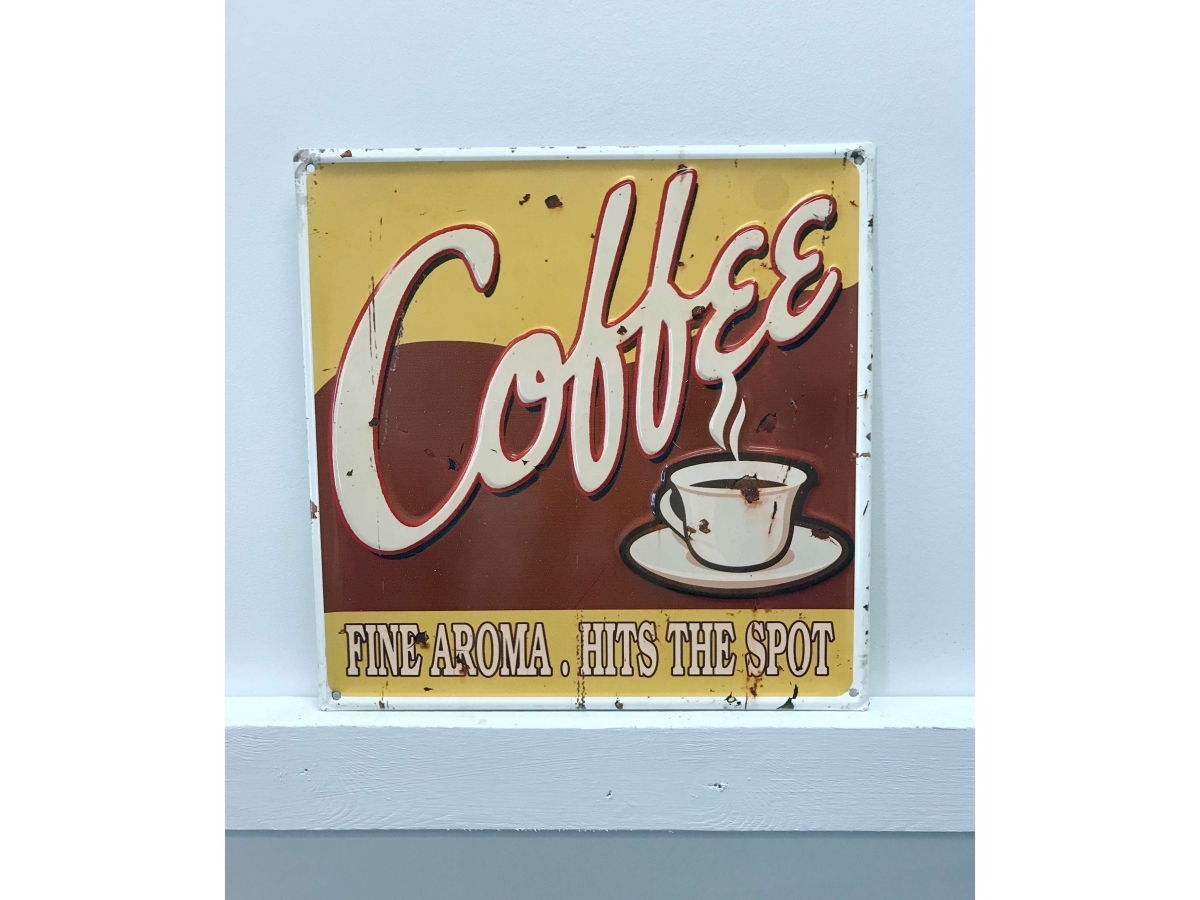 IV-W14-GT045 Coffee Aroma Vintage Metal Wall Decor