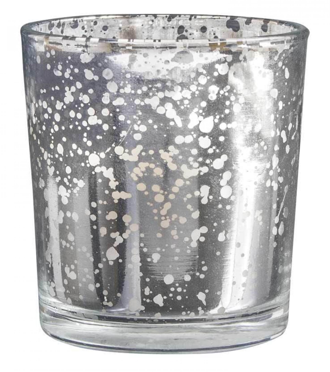 AI-C2MSI_Q01 Silver Finish Glass Votive Candle Holder