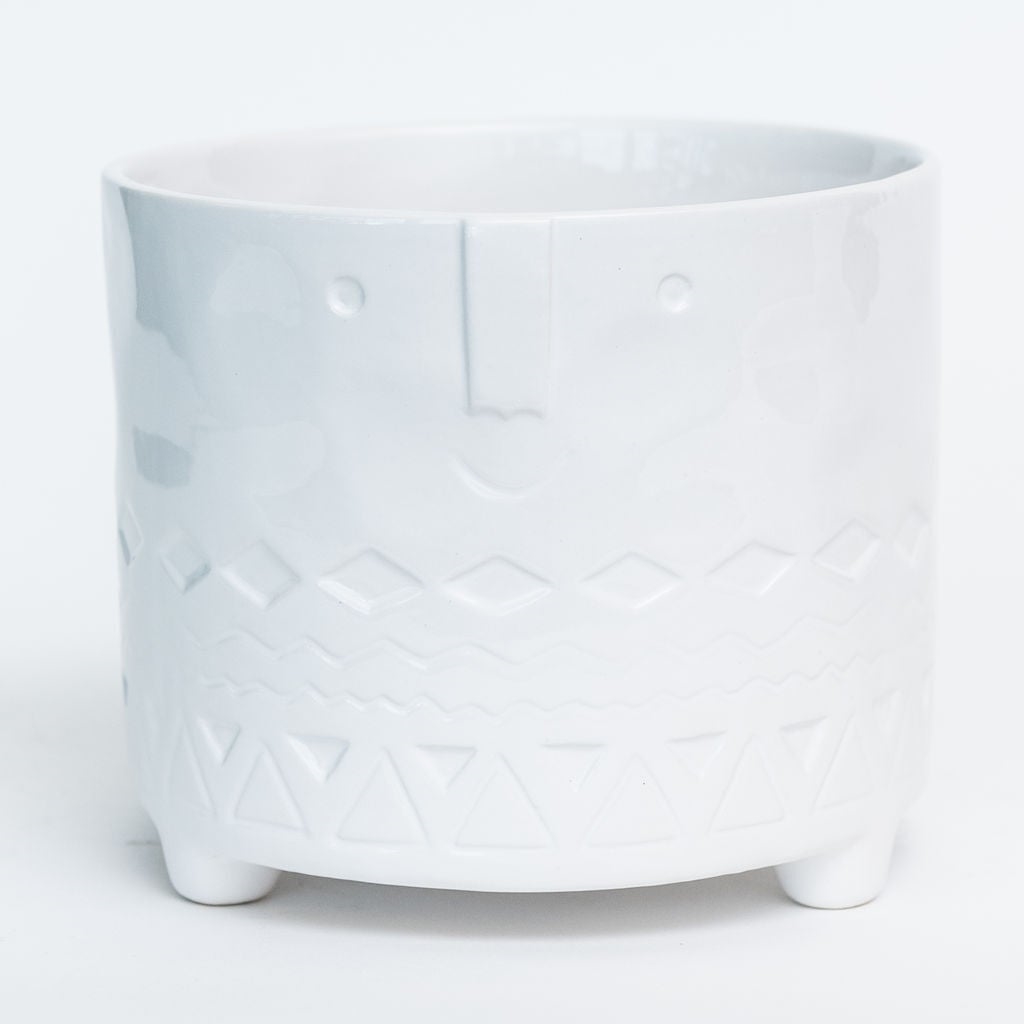 Footed White Friendly Face Planter