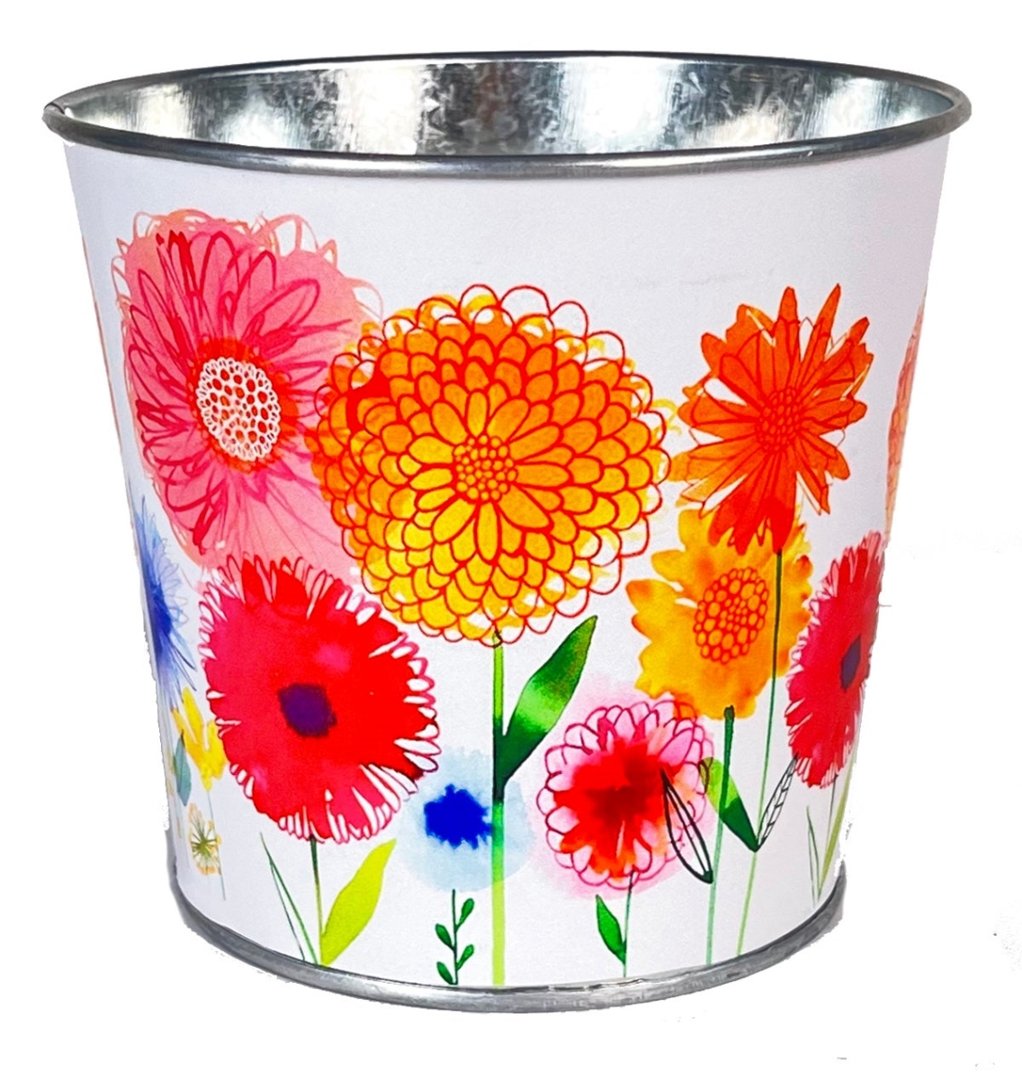 AI-GA3280MUL_Q01 White With Field Of Flowers Metal Bucket