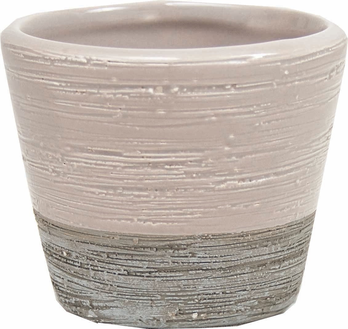 AI-CE85NGR_Q01 Gray Base With Beige Paint Brush Effect Planter