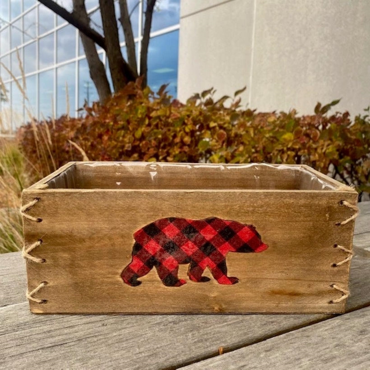 AI-2243-866_Q01 Brown With Buffalo Check Bear Design Decorative Box
