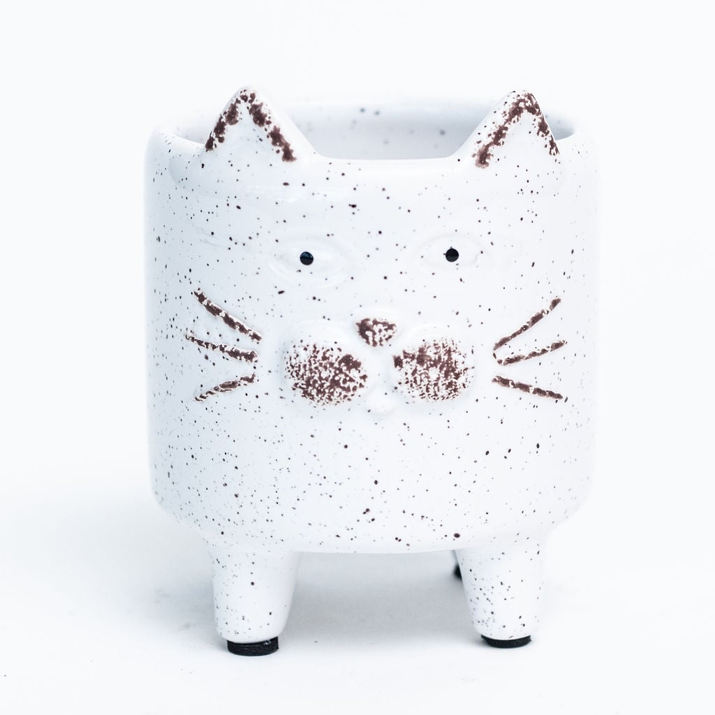 Fits 2' Pot White Speckled Cat Footed Planter