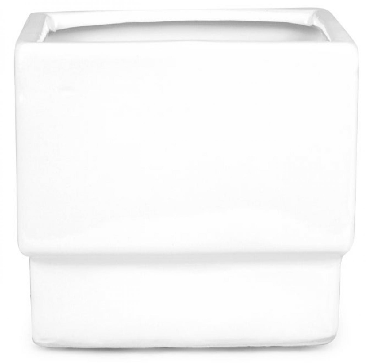 AI-CE01WH_Q01 Glazed White Square Planter