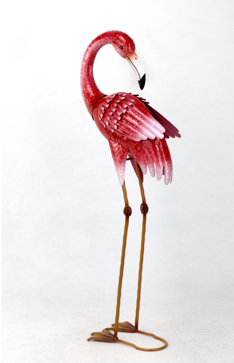 AI-GG9574_Q01 Flamingo Looking Backwards Garden Sculpture