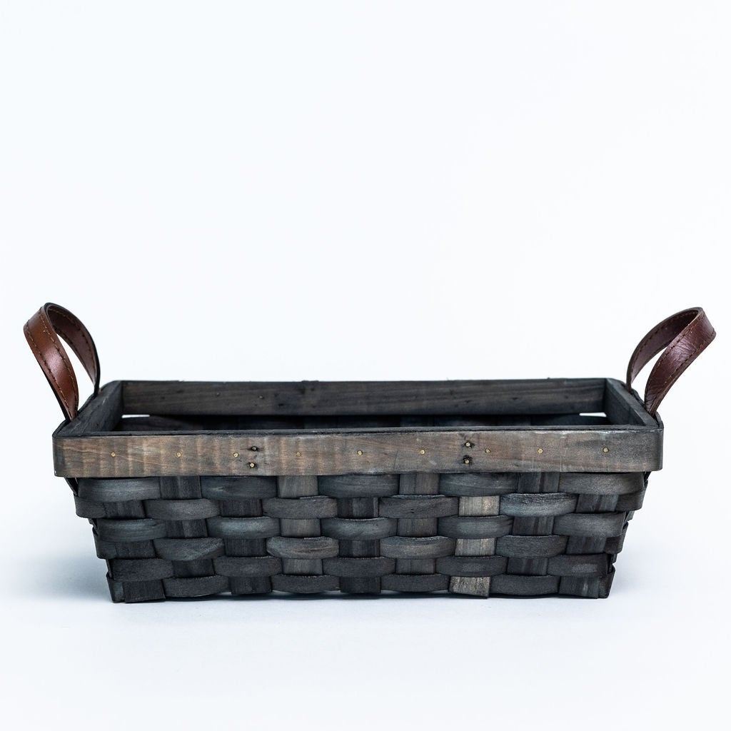 AI-5140DT_Q01 Dark Brown With Faux Leather Handles Basket