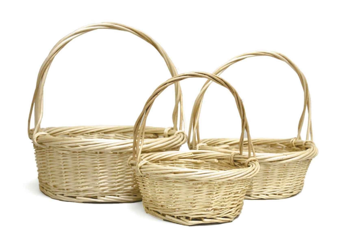 AI-4066 Set Of 3 Long Handled Beige Willow Baskets
