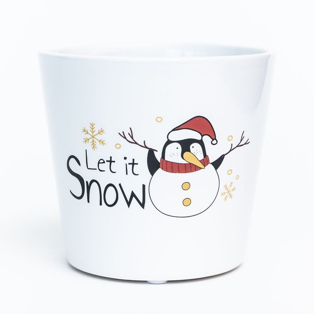 AI-CE10-868_Q01 Penquin Snowman Let It Snow Planter