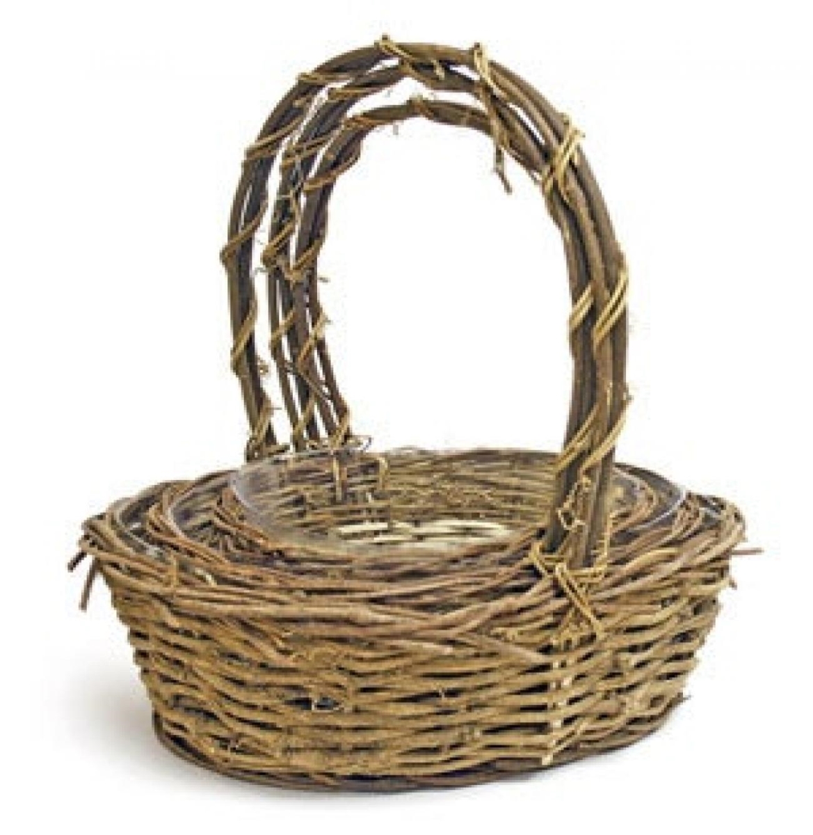 AI-4260VIN Set Of 3 Long Handled Oval Vine Baskets