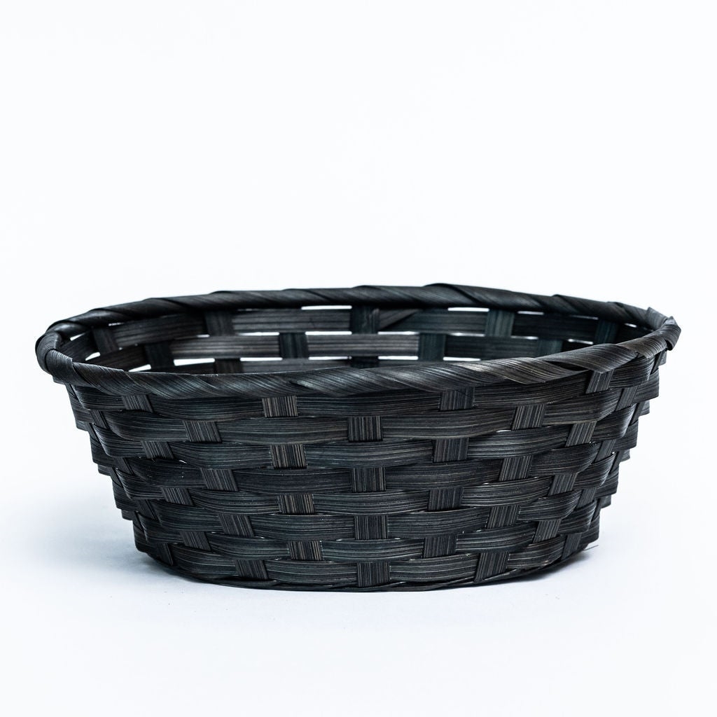 AI-2424BR_Q01 Brown/Black Bamboo Oval Basket