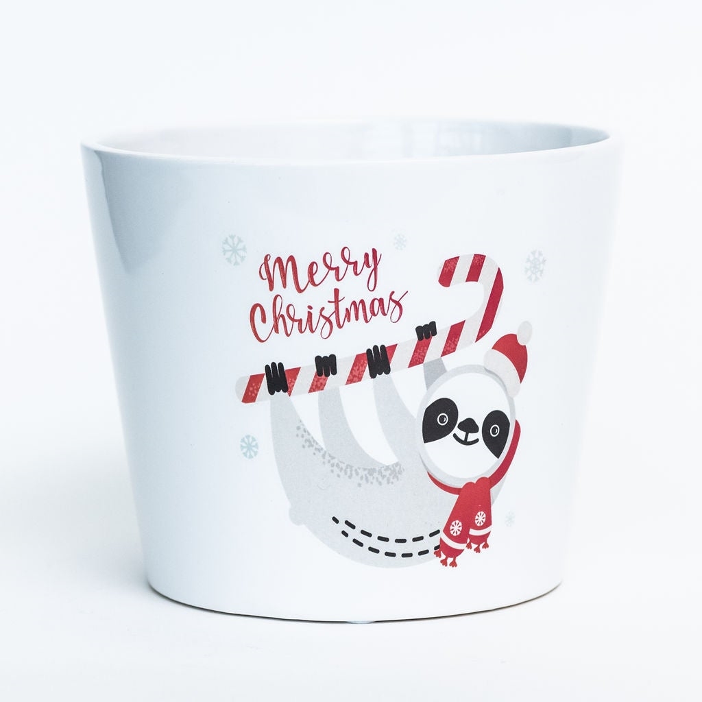 AI-CE10-869_Q01 Sloth On A Candy Cane Merry Christmas Planter