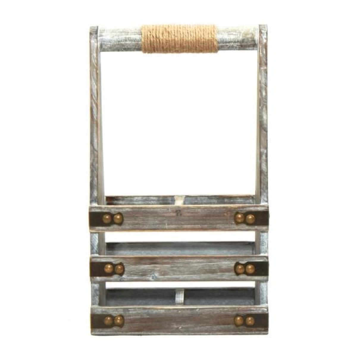 Picture of MDR Trading Inc. FP-YNG-068_Q01 2 Bottles Wood With Metal And Rope Accents Handled Wine Holder