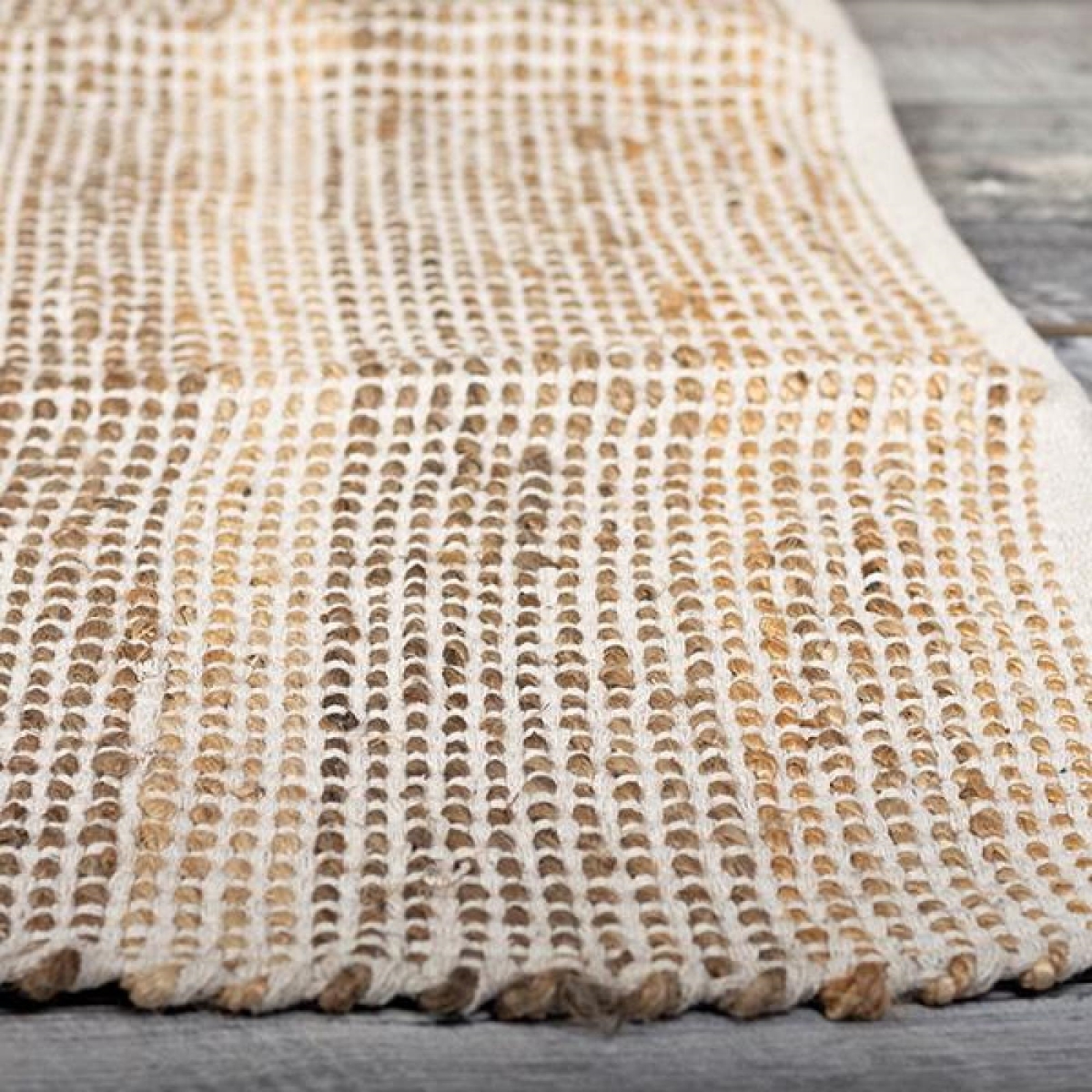 FP-IMT-224_Q01 Jute And Cotton Woven Striped Rug