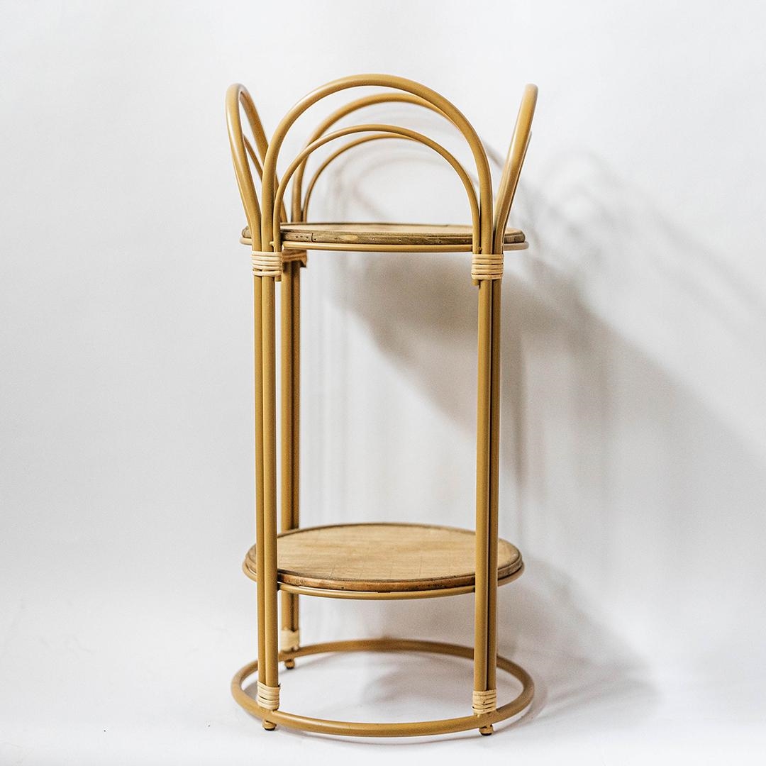 FP-LCD-16313-01_Q01 Wicker Bamboo With 2 Shelves Plant Stand