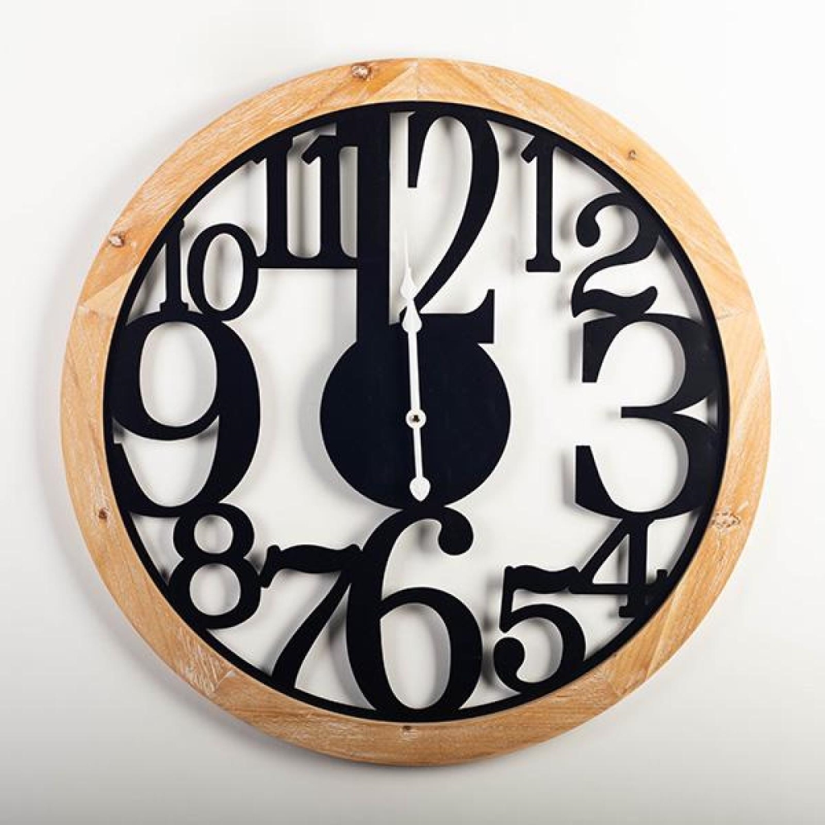 FP-MIN-296_Q01 Wooden Frame With Oversized Numbers Round Wall Clock
