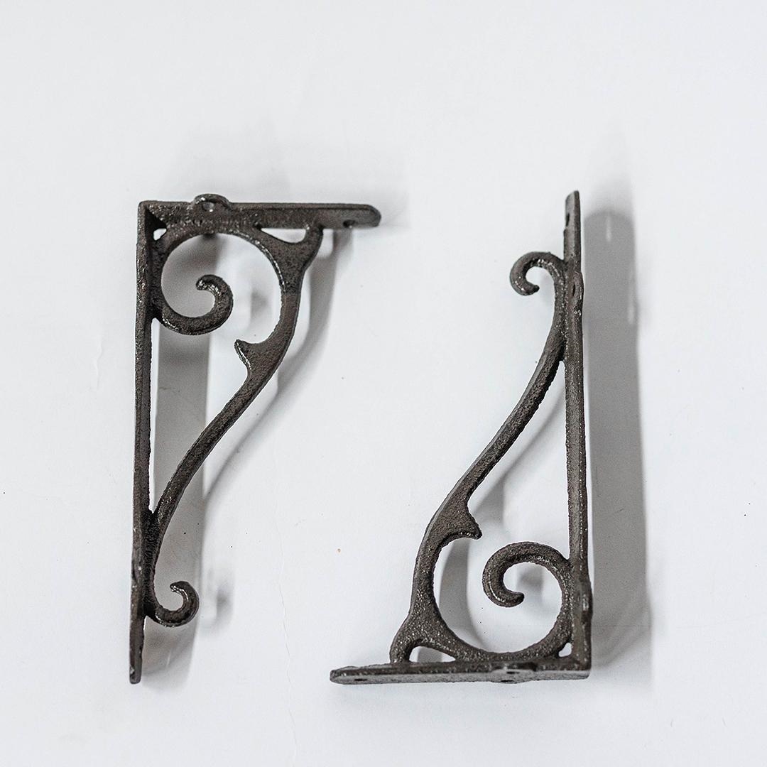 FP-KIN-144-Br Set Of 2 Dark Brown Cast Iron Shelf Bracket