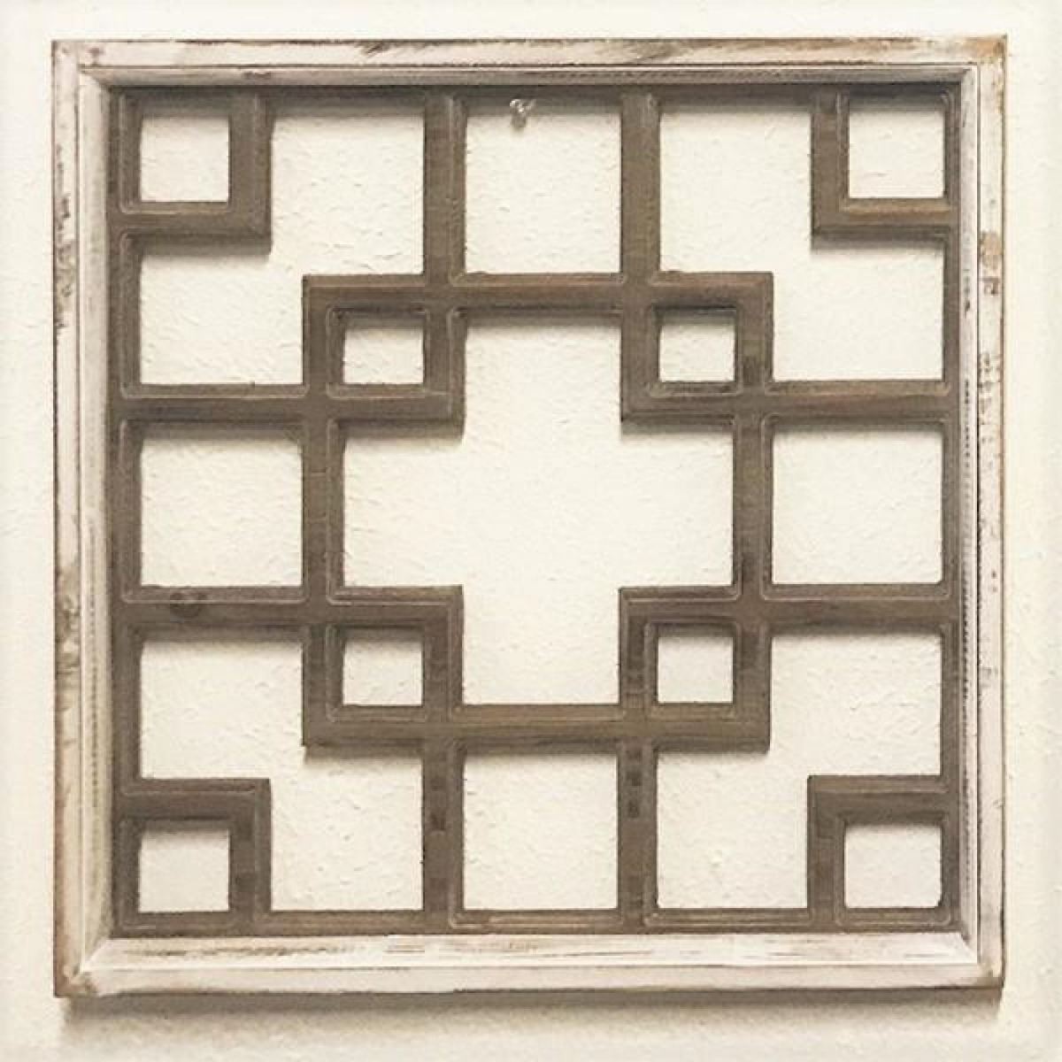 FP-FHB-061_Q01 Brown And Washed White Geometric Pattern Square Wall Decor