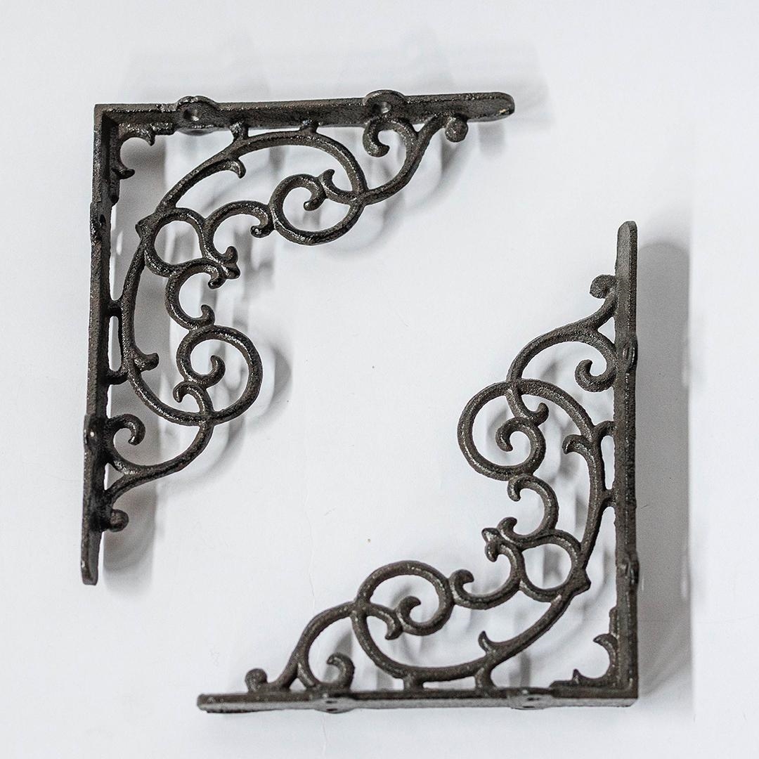 FP-KIN-077-B Set Of 2 Scroll Work Cast Iron Shelf Bracket