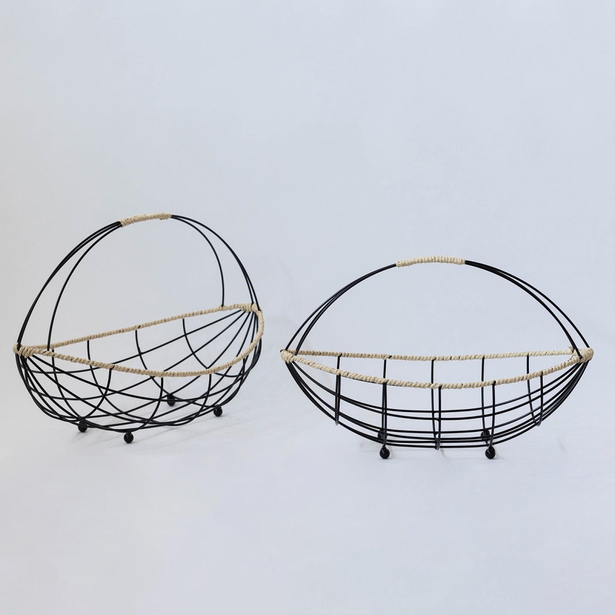 FP-MAC-161 Set Of 2 Metal With Paper Mache Accents Baskets