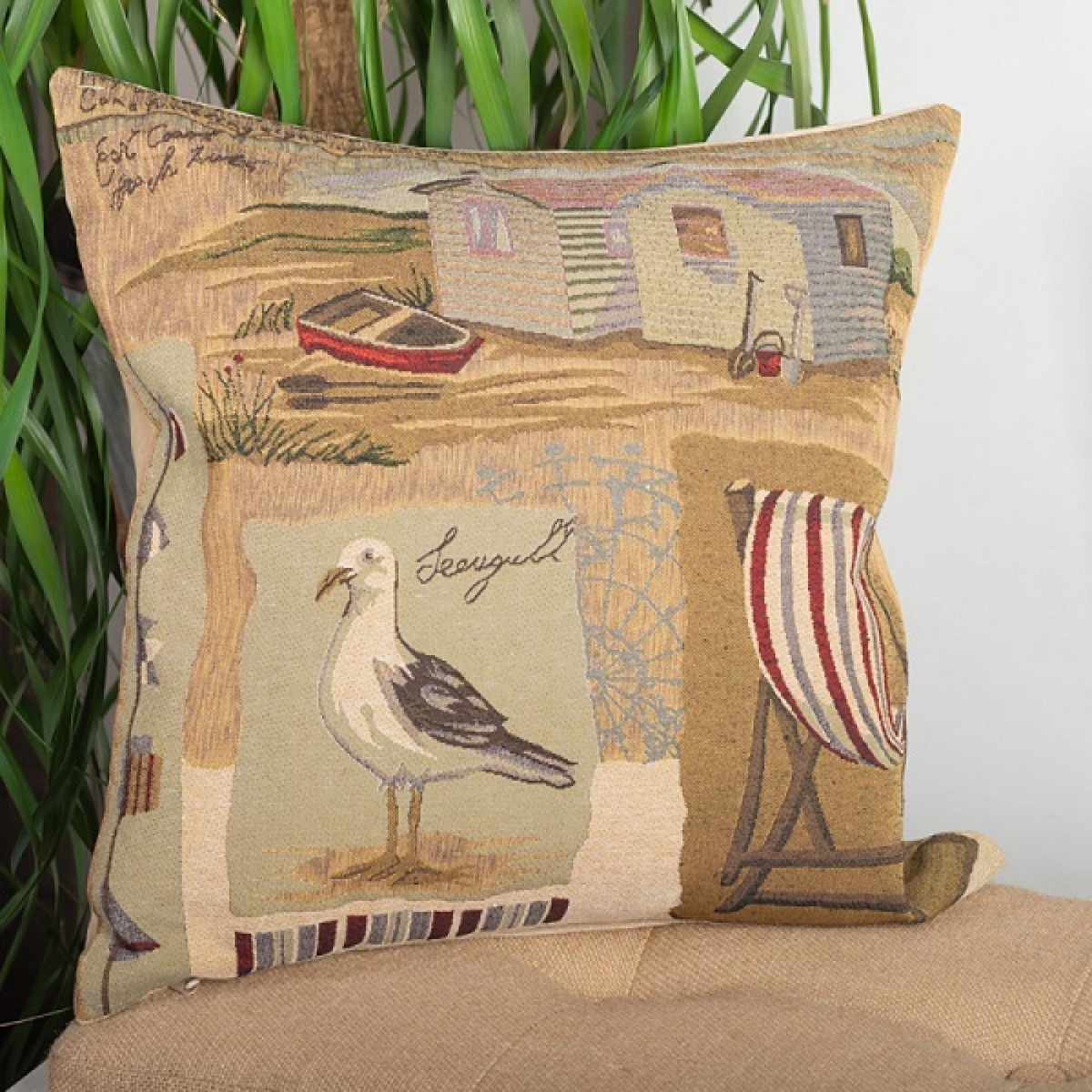 Picture of MDR Trading Inc. FP-TXPC-058_Q01 Seagull And Beach Items Tapestry Style Cushion Cover