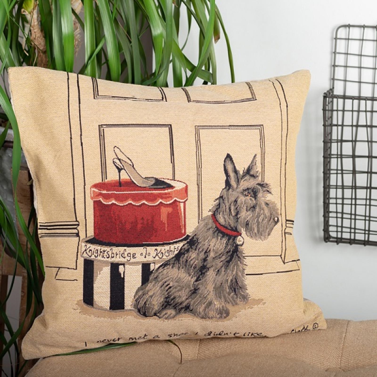 Picture of MDR Trading Inc. FP-TXPC-020_Q01 Scottie Dog With Shoe Boxes Cushion Cover